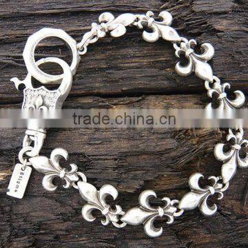 Charm Fleur De Lis Link Men Stainless Steel Metal Bracelet From Yiwu photo-1