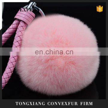 Fancy fur poms ball wholesale lovely rabbit fur ball car key ring car keychain