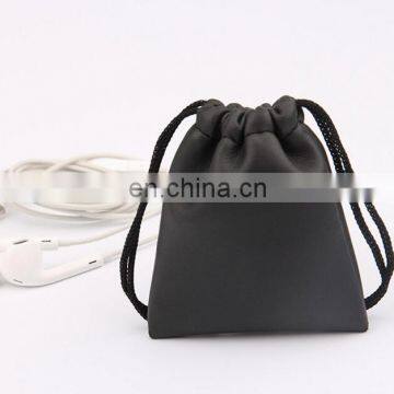 Blank Black PU Drawstring Mobile Cell Phone Case