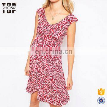 2017 china african print maternity dresses with ruffle skater dress for maternity clothes