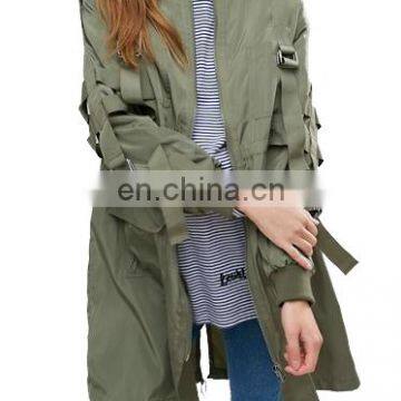 Latest Fashion Women Longline Parka With Parachute Strapping photo-3