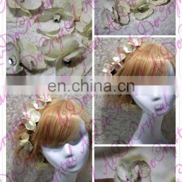 Aidocrystal Lace Bridal Headband Wedding Hair Accessories Handmade Floral Wedding Headpiece photo-2