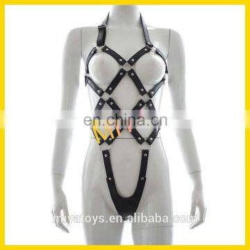 Sexy Leather Teddy Harness Fetish Bondage Costume Lingerie Body Restraint