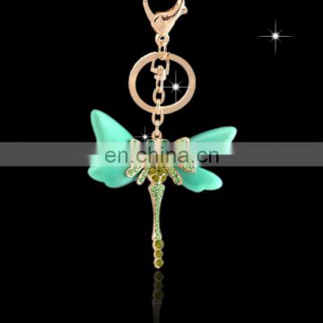 Wholesale Promotional cheap Fashion metal rhinestone insect dragonfly Key Chain MCA-0048