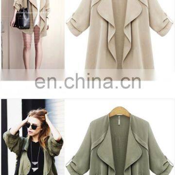 Autumn 2017 Collection Fashion Khaki Irregular Design Thin Coat Classic Wonem's Coat photo-4