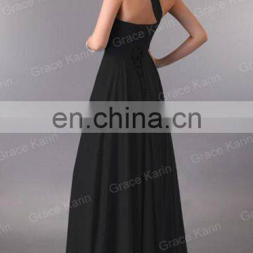 2015 New Arrivals Embroidery Beaded Elegant Black One Shoulder Designer Evening Dresses CL3120-1 photo-4
