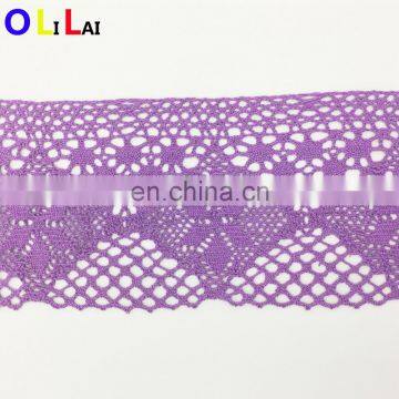 OLCT1314 13cm Fashjion Purple Swiss 100% Cotton Crochet Lace for Ladies Dress photo-4