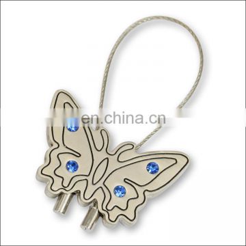 Custom metal keycahin crystal butterfly keyring wholesale