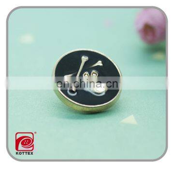 black enamel coat shank button for garment 2014 Fashion metal look plastic button with skull