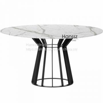 Black Round IRON & MARBLE DINING TABLE photo-5