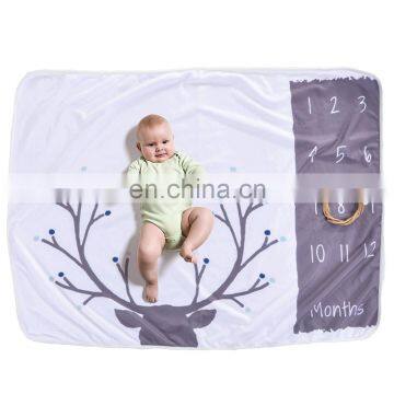 Personalized Flannel Fleece Newborn Photo Props Baby Milestone Blanket photo-3
