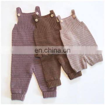 Latest Design Pink Knitted Jumpsuits 100% Cotton Kid Girl Knitted Pants On SALE 2020 Knitted Overall photo-2