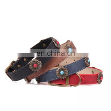 2019 new stock copper daisy pet dog collar pitbull with metal buckle