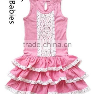 Pictures for Kids fashion dresses pink babydoll lace trim ruffle dress