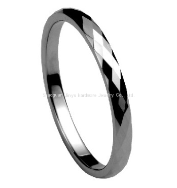 Tire pattern brushed grooved tungsten gold ring