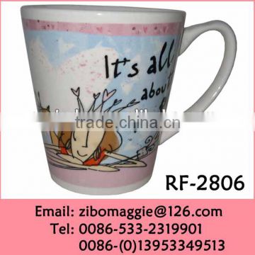 2015 Hot Sale 12oz V Shape Porcelain Coffee Gift Mug with Logo for Wholesale