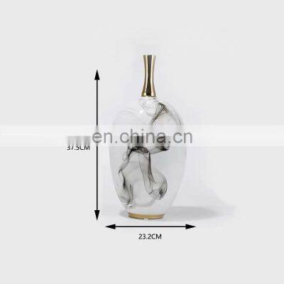 Ink Painting New Chinese Modern Luxury Porcelain Decoration Ceramic Flower Vase