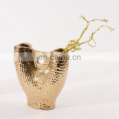 Modern Porcelain Home Decor Luxury Ceramic Gold Vase for Flower Arrangement photo-4