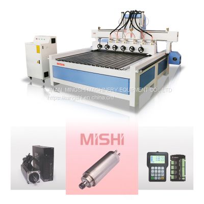 Multi head CNC Router Wood Engraving machine with 4 axis rotating axis to make 3D wood Crafts