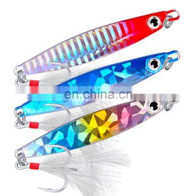 5Color30gIron Plate fish lead lure hard bait76.5mmFishing equipment with feather bait wholesaleLF036