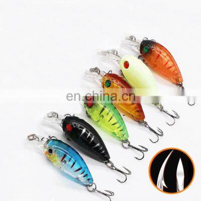 Factory price 5cm 4.5g   6 Colors Available Artificial Bait Crank Hard Plastic Fishing Lures