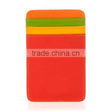 Vertically Genuine Leather Transparent Window Colorful ID Credit Card Holder or Business Name Card Case Pocket Wallet photo-5
