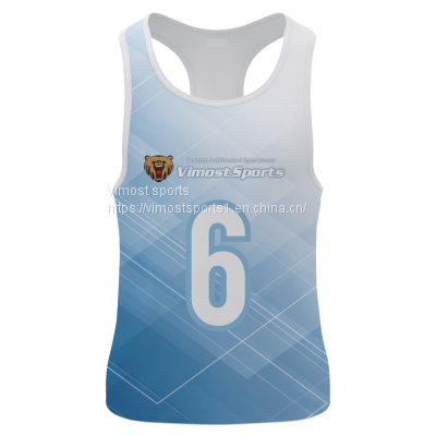 2022 Customized White and Blue Singlet of Number 6