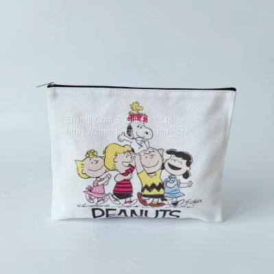 Lovely Cartoon Printed Cotton Canvas Zippered Bags