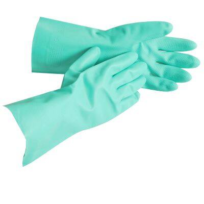 Long Sleeve Flock Lined Nitrile Diamond Grip Best Gloves For Chemicals