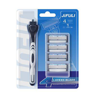 1 Stick 4 Blade Cartridges Shaving Razor For Men Four Layers Stainless Steel Blade Men Beard Razor Factory Wholesale Quality