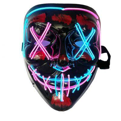 Halloween Luminous EL Wire Mask V-shaped Blood Creepy Scary Party Cosplay Led Face Masks With Light