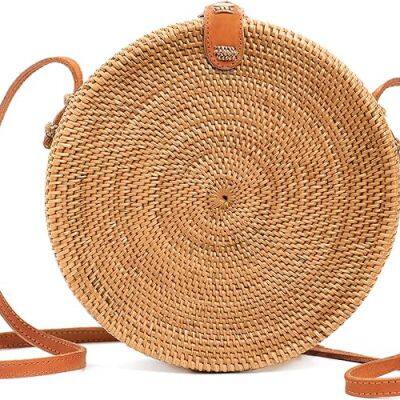 Straw Tote Bag Eco-Friendly Paper Woven Shoulder Handbag Vacation Beach Bag