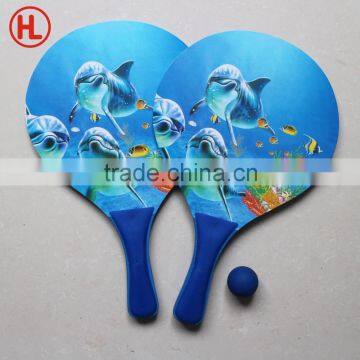 Promotional Sports Beach Set Game Sticker Printing Wooden Beach Paddle Colorized Beach Racket photo-2