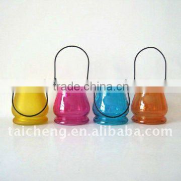 colorful glass candle holder