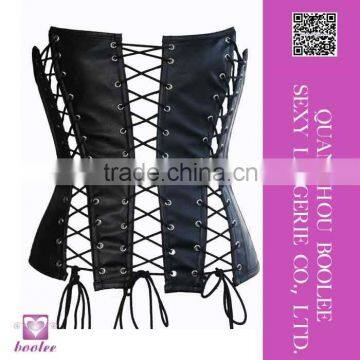 2015 Latest popular hot sale Strapless Leather Zipper Corset