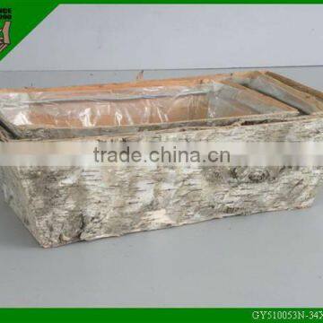 hand made planter square natural wood flower pot