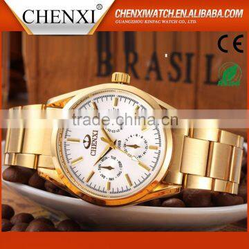 2016 New Promotional Gold Plated Men Quartz Wrist Watch Chenxi Brand Watch