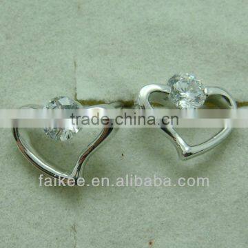 2015 new design fashion cz heart earring