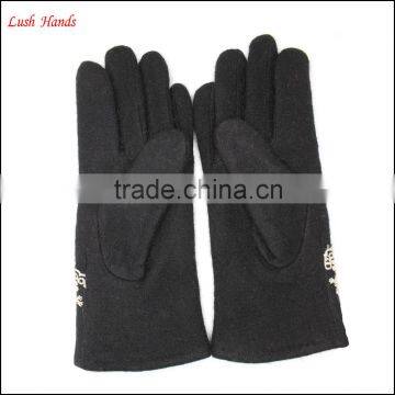 Ladies New Style Cheap Woolen Gloves With Lace on Cuff photo-2