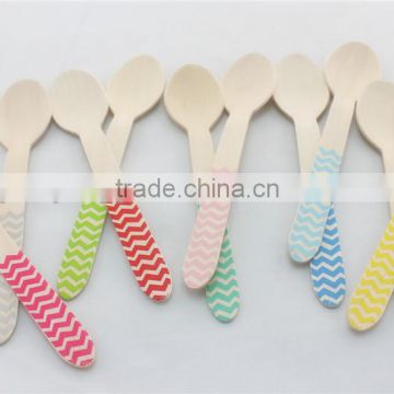 Wholesale Disposable Chevron Striped Dot Wooden Utensil