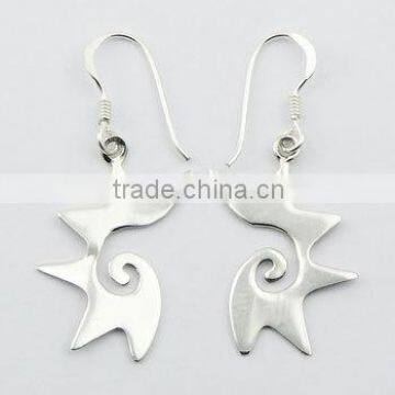 Zigzag Shaped Spiral Sterling Silver Fantasy Earrings