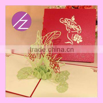 Chinese Style 3D Lotus Paper Craft Invitation Party Card Greeting Card 3D-14