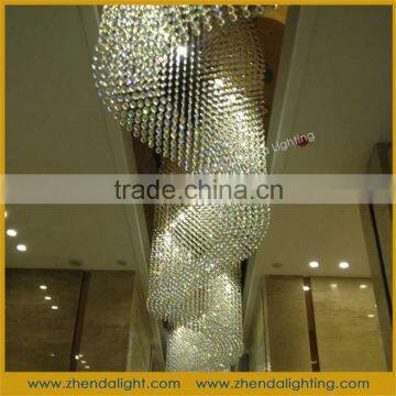 Huge hotel project hall and lobby crystal led pendant chandelier