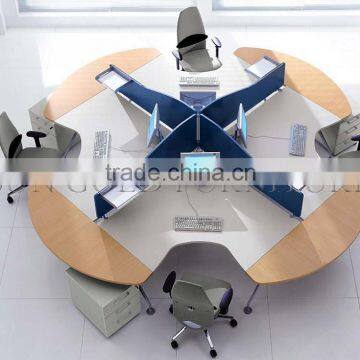 Round Type Modern Office Workstation For 4 People (SZ-WS470)