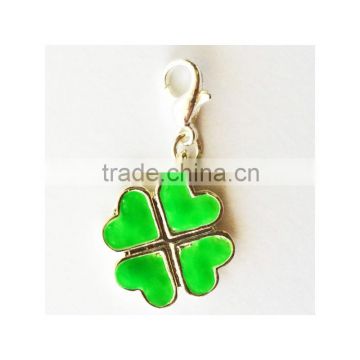 Vnistar wholesale cheap four leaf clovery charm green enamel dangles girls' DIY jewelry,TC-028