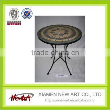 diy mosaic round table set in garden