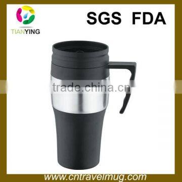 16oz double wall thermo plastic iced coffee travel mugs with handle