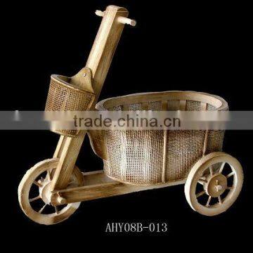 French style bike shape wood garden flowerpot