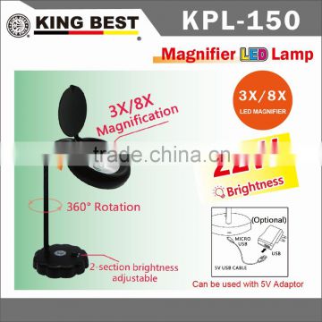 KING BEST 3X and 8X 360 Degree Rotation bright LED reading magnifier big screen illuminated magnifier LED Light