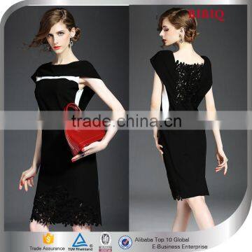 2015 Black Short Bell Sleeve Carrer Dresses